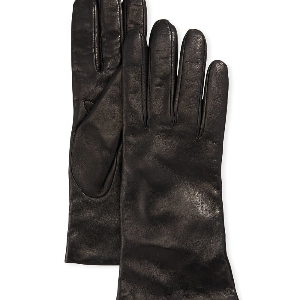New Portolano Cashmere-Lined Black Leather Gloves